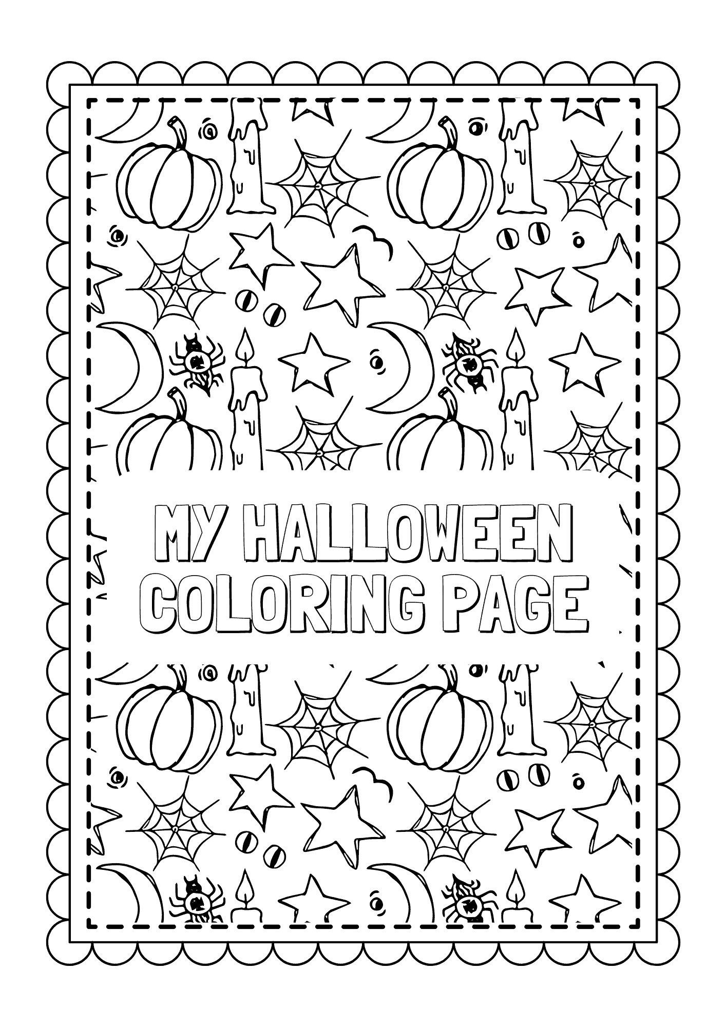Greyscale Halloween Doodle Coloring Page Worksheet