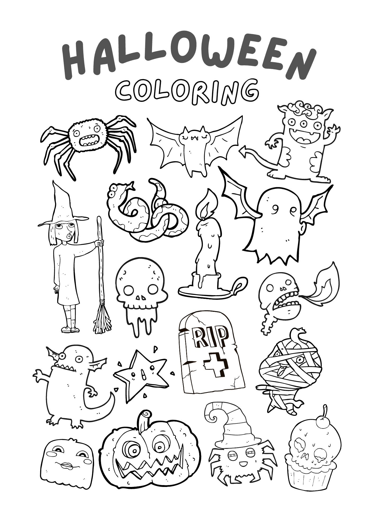 Easy Halloween Coloring Page