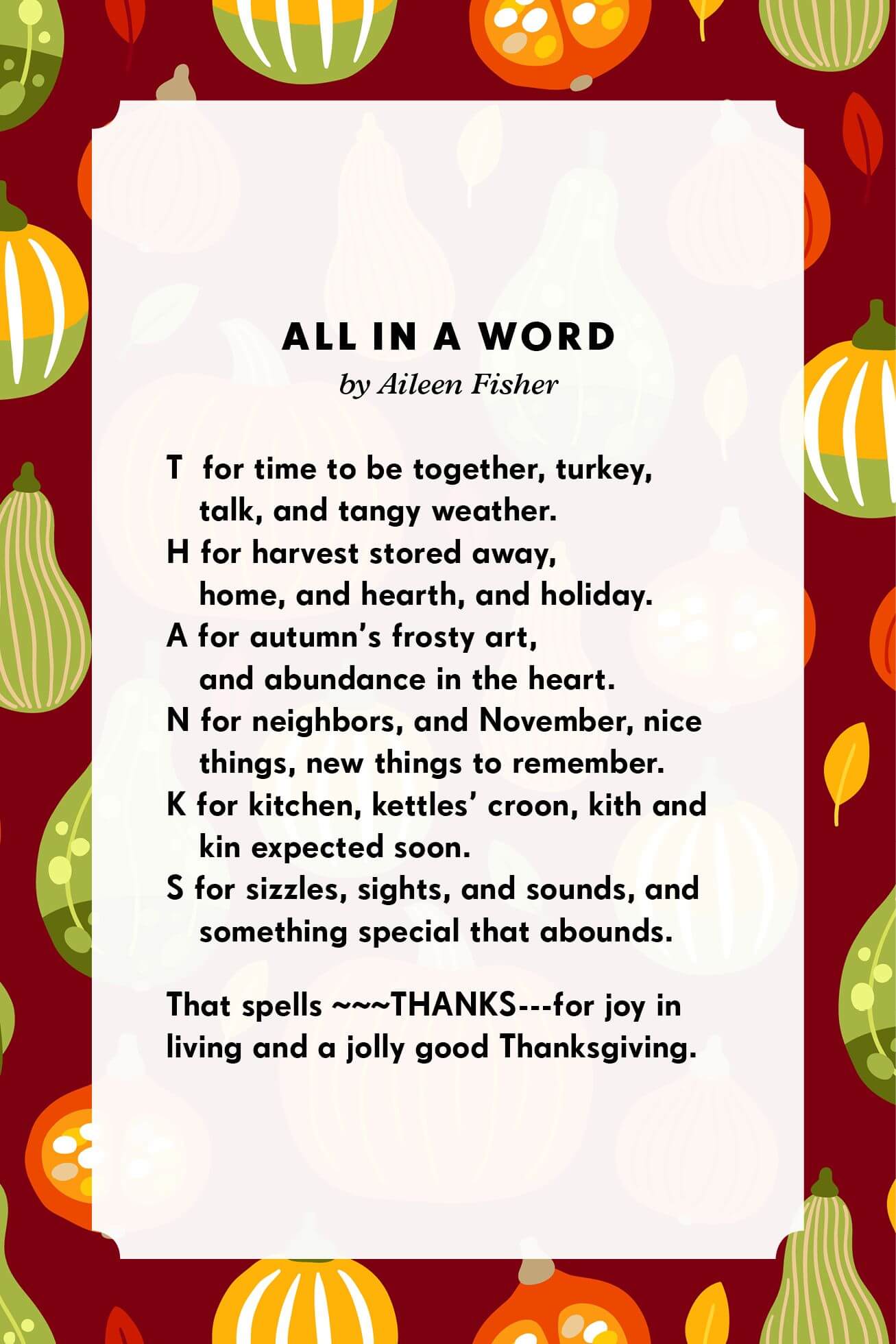 thanksgiving day poems for elementary students